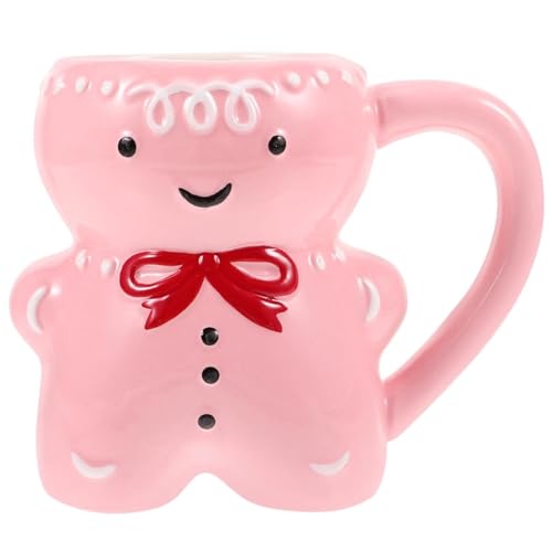 ZHOUBINGBING Lebkuchen Mann Masse 350ml niedliche Keramik Weihnachtsbecher Cartoon Lebkuchen Kaffeetasse mit Griff Neuheit Teer für Frauen Mädchen Weihnachtsgeschenkbecher Sets Sets