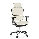 hjh OFFICE 652231 Luxus Chefsessel ERGOHUMAN ergonomischer Bürostuhl mit Vollausstattung, Originales Design, Leder Weiß