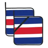 Topflappen mit Flagge von Costa Rica, Küche, Alltag, 20,3 x 20,3 cm, hitzebeständig, zum Kochen, Backen, Grillen, 2 Stück