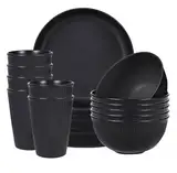 Sagiterra Camping Plates, unzerbrechliche Teller und Schüsseln für 6, 18Pcs Picknick Set aus Kunststoff für Party, Zuhause, Picknick, leichtes, mikrowellen- und spülmaschinenfestes Camping Besteck