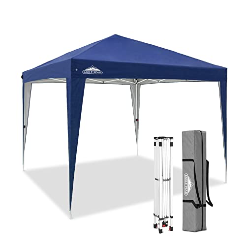 EAGLE PEAK 3x3m Veranstaltungszelt Pavillon Klappbar Wasserdicht Pop Up Pavillon Faltbar UV Schutz 50+ Faltpavillon für Camping Garten Party Hochzeit Picknick und Festival, inkl. Tasche, Dunkelblau
