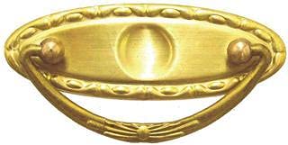 Antikhof Möbelbeschlag Jugendstil Messing geprägt Natur,Patiniert,Größe:3,5x9,5cm Best.Nr.: JMB 121, Messing-Natur