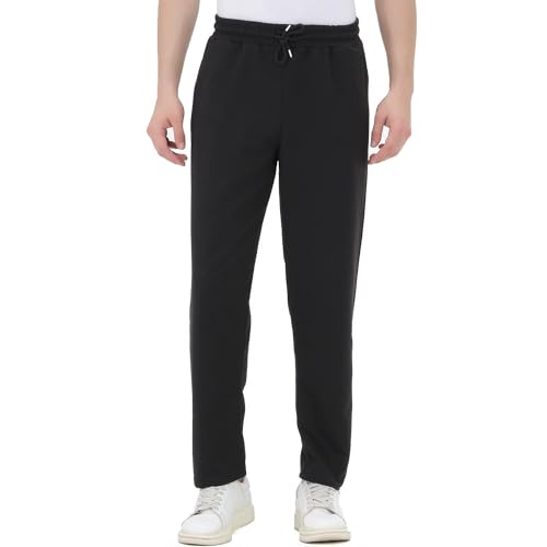 ROSS CAMP Jogginghose Herren – Sporthose Herren Lang Baumwolle, Freizeithose Trainingshose, Sport Hosen Männer, Sweatpants Jogger, Laufhose Baumwoll Breite Modern (Schwarz, L)