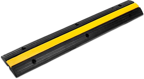 Pronomic Protector 1-100N Kabelbrücke 1-Kanal mit Steckverbindung 100 x 15 x 3 cm - Kabelkanal aus Kunststoff für Veranstaltungen - Kabel Überfahrschutz für Boden - Schwarz/Gelb