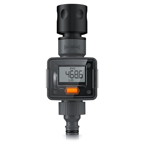 Brandson - Wasserzähler digital 3/4 Zoll – Wasseruhr für den Gartenschlauch – 4 Modi zur Kontrolle des Wasserverbrauchs - Wassermengenzähler - Durchflussmesser - Innen- und Außeneinsatz