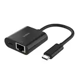 Belkin USB-C/Ethernet- und Ladeadapter (100 W) mit Gigabit-Ethernet- und USB-C-Anschluss - 10/100/1000 Mbit/s für eine schnelle Internetverbindung - kompatibel mit iPhone 15, Samsung Galaxy S24 usw.