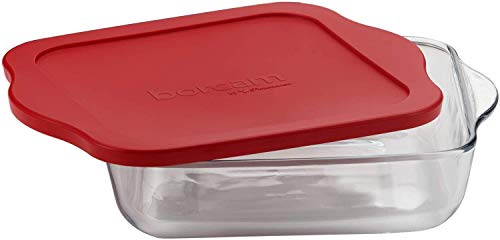 Pasabahce 59034 Borcam mit Deckel - Auflaufform, Backform, Servierform eckig aus Glas, 26 x 22 cm~2 Liter