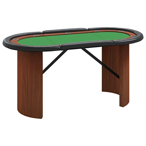 vidaXL Pokertisch, Spieltisch mit Getränkehaltern, Ovaler Poker Tisch in Casinoqualität, Casino Kartenspiel Tisch für 10 Spieler, Grün