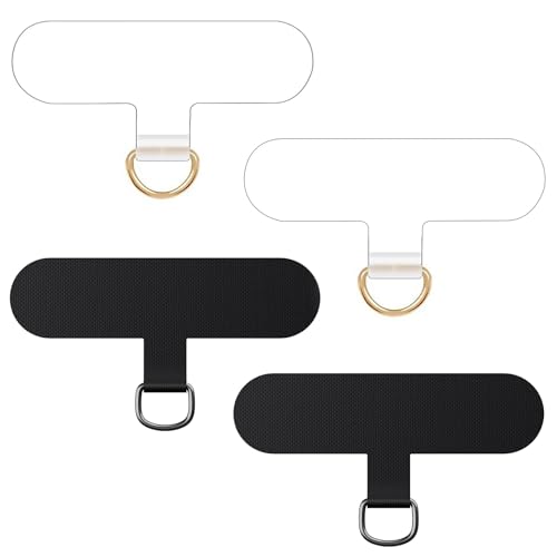 caslord 4 Stück handyband Universal Pads, Verwandelt Deine Hülle in eine handyband, Ultra-dünnes TPU-Plättchen passend für alle Standard Handyhülle -Schwarz+Klar