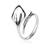 Calla Lily Offene Ringe Sterling Silber 925 Blume Blüte Blatt Calla Lilie Verstellbare Größe