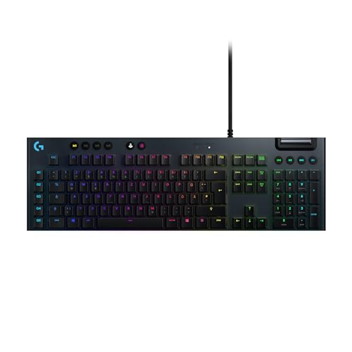 Logitech G815 mechanische Gaming-Tastatur, Taktiler GL-Tasten-Switch mit flachem Profil, LIGHTSYNC RGB, 5 Programmierbare G-Tasten, Multimedia-Bedienelemente, Deutsches QWERTZ-Layout - Carbon