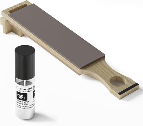 Cheefarcuut Leder-Streichriemen-Set, doppelseitig, echtes Rindsleder mit Diamant-polierpaste messer, abziehleder für messer,leather strop,diamantleder,Messerschärfband, 25 x 8 cm