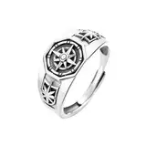 KONFEN Ring Verstellbar Silber Herren, Fidget Ring Schwarz Berg Ringe Offen Verstellbare Men, Zeigefinger Ringe Fußringe Zweifingerring Vintage Retro Schmuck für Männer Herr Man Frauen Unisex