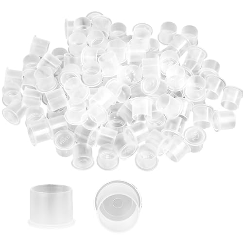 100 Stück Tattoo Tintenbecher,Tattoo Farbe,Einweg Farbbehälter,Kunststoffe Tattoo Kappe Inks Cups,Small Tattoo Tinte Farbkappen,für Profis und Hobby Tätowierer Tattoo Zubehör (Transparent)
