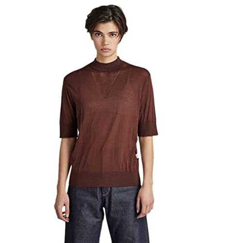G-Star RAW Damen Core Mock Neck Knitted Pullover, Braun (Chocolate lab D21962-D166-D312), M