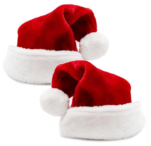 2er Weihnachtsmütze rot - unisex Größe - Nikolausmütze rot- für Weihnachten & Weihnachtsfeier & Weihnachtsmarkt - Erwachsene & Kinde