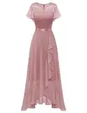 Berylove Cocktailkleid Damen Lang Kleid mit Schlitz Festliche Kleider für Hochzeit Abendkleid Lang Elegant für Hochzeit BLP7051 Blush S