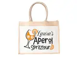 Liebtastisch - Jutetasche mit Personalisierung - Aperol Spritz - Geschenk-Tasche - Verpackung - Kollegin - Freundin - Getränk (S)