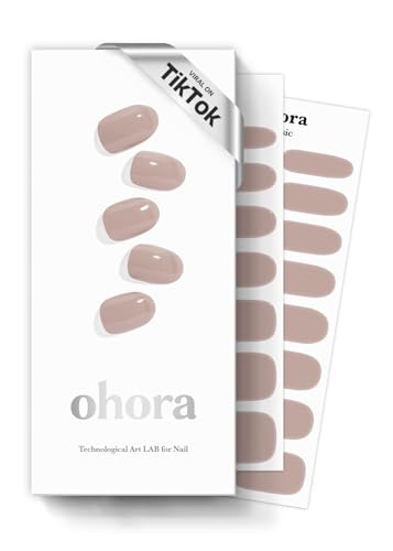 ohora Halbgehärtete Gel-Nagelstreifen (N Cremebeige) – Funktioniert mit allen Nagellampen, Salonqualität, langlebig – Inklusive 2 Vorbereitungspads, Nagelfeile und Holzstab – Beige
