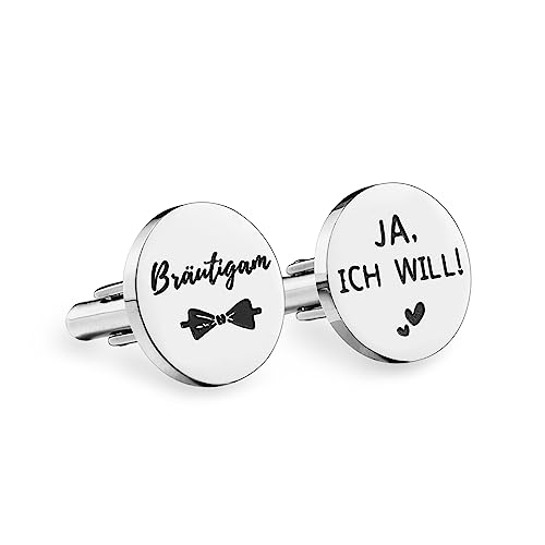 Bräutigam Geschenke Manschettenknöpfe Hochzeit Edelstahl So Ja, ich will Manschettenknöpfe für ihn