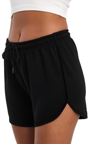 COMEOR Kurze Hose Damen - Shorts Sommer Jogginghose, Sporthose Kurz Baumwolle, Trainingshose Kurz - Laufhose Kurz Sommerhose Kurz Yoga Sport Freizeit (Schwarz S)