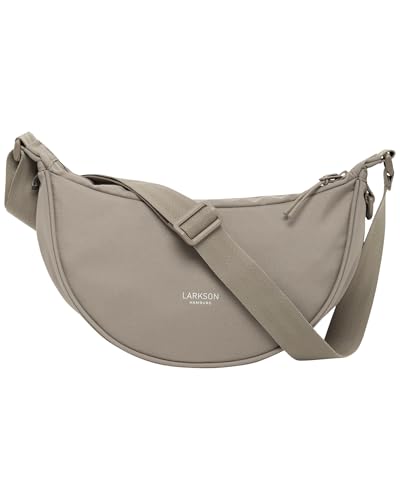 LARKSON Crossbody Bag Damen & Herren Grau - Solveig Small - Umhängetasche im Halbmond Style - Halbrunde Schultertasche - Moon Bag Design - Wasserabweisend