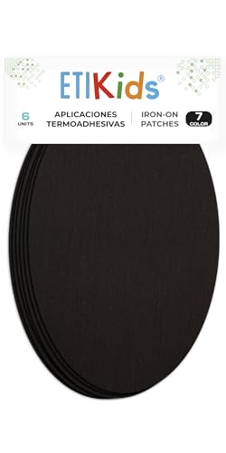 6 Patches zum aufbügeln farbe Schwarz. Bügeleisen Reparatursatz 16 x 10 cm. RP7