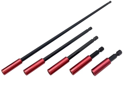 Saipor 5tlg Magnetischer Bit-Halter, 50/60/100/150/300mm Schnellwechsel Bithalter, 1/4'' Zoll Sechskant-Schaft Bit Halterung Verlängerung, Bit-aufnahme Schlagschrauber für Bohrschrauber