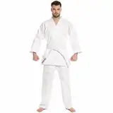 JELEX Kihaku Karateanzug Set aus Hose, Oberteil und Gürtel für Erwachsene und Kinder. Für Karate, Judo und andere Kampfsportarten. Für Einsteiger und Profis (200, Erwachsene weiß)