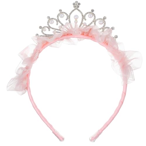 AOZUO Krone Geburtstag Mädchen, Diadem Prinzessinnen Tiara Kronen Stirnbänder Süße Tüll Schleifen Haarbänder Kristallkönigin Diademe für Geburtstag Weihnachten Kostüm Braut Hochzeit Halloween