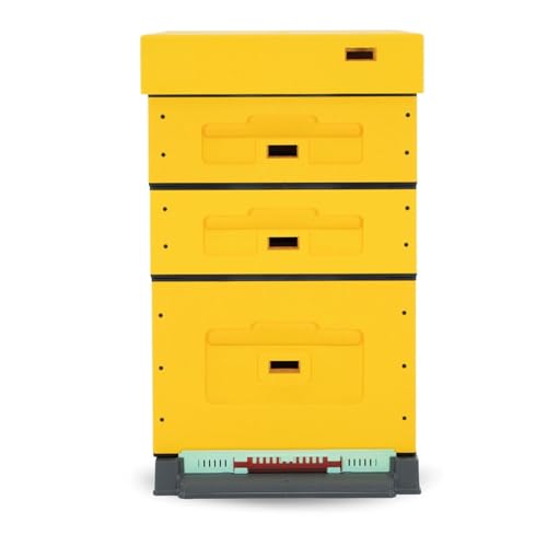 LYSON EPS 100 Styropor Dadantbeute OPTIMA mit niedrigem Varroa-Kunststoffboden bemalt (GELB) Halbzarge: 40×47×15,8 cm (Innenmaße) Zarge: 40×47×29,5 cm (Innenmaße) für die Selbstmontage
