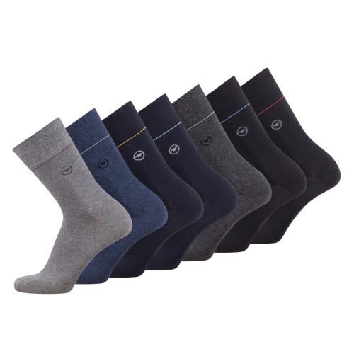 TOM TAILOR Socken - 7er Box Baumwollsocken für Altag und Freizeit - schlichte Herrensocken mit Sortierhilfe - Größe 39-42 und 43-46, Farben:grey melange, SockSizes:39-42