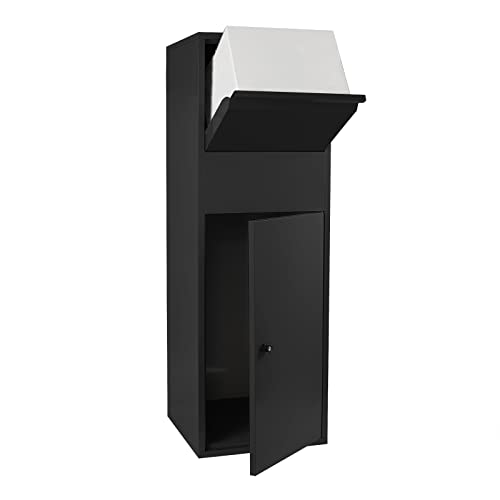 Wiltec Paketkasten schwarz 460 x 450 x 1400 mm, Paketbox Zuhause, private Paketannahme passend für Pakete der Größe S und L, Standbriefkasten