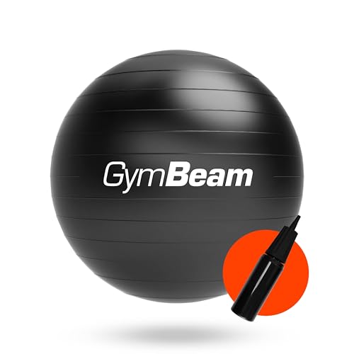 GymBeam Gymnastikball 85 cm - Inkl. Pumpe, verbessert Stabilität und Körperkontrolle, lindert Rückenschmerzen, geeignet für Kräftigungsübungen und Prävention von Rückenschmerzen, Sitzball (Black)