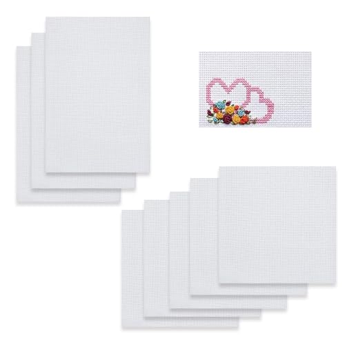 Kreuzstich Stoff, 11CT Stoff zum Sticken, DIY Sticken Stoff, Kreuzstich Tuch Zählstoff zum Sticken, Weiß Cross Stitch für Näharbeit DIY Sticken Stoff Handwerk, 3 Stück 30×45cm, 5 Stück 30×30cm
