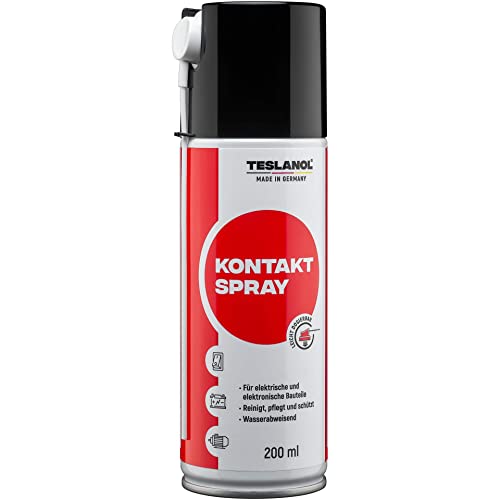 TESLANOL 26025 Kontaktspray für Elektronik / Schalter Autobatterie Motor / Elektro Kontaktreiniger entfernt Öl & Fett / T6 Oszillin Kontakt Spray / 200ml