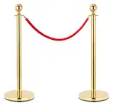 Stagecaptain PLS-150 Deluxe 2.1-150G Absperrständer Personenleitsystem - 2 Edelstahl-Stative und 1 rotes Seil mit 1,5m Länge - Für Konzerte, Ausstellungen, Hotels, Kinos u.v.m. - gold