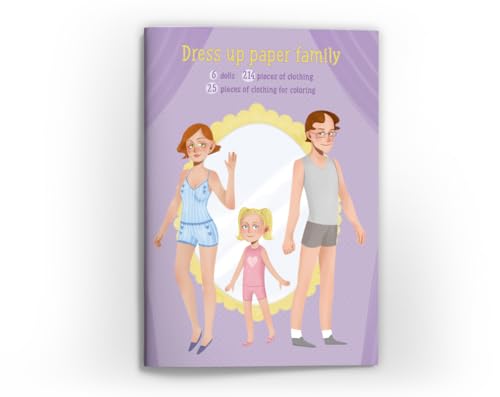 Anziehpuppen zum Ausschneiden Anziehpuppe aus Papier Papierpuppen-Spielbuch (6 Anziehpuppen/eine Familie aus Mama, Papa, Tochter, Sohn, Oma und Opa) mit Kleidungsstücken zum anziehen