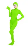 Lifup Unisex Ganzkörperanzug mit Füßen Catsuit Gesicht Offene Unitard Anzug Suit Kostüm Neon Grün 2XL