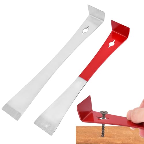 Hogurin 2-teiliges flaches Hebeleisen, Edelstahl-Hebelschaber-Set, Pr-y-Werkzeug, Mini-Crowba-r Werkzeug, Nagelabzieher, Tischlerwerkzeuge, Mehrzweck-Werkzeug zum Schaben, Ziehen, Heben, Küchenumbau