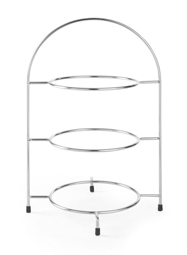 HENDI Teller-Etagere, Dekorative Telleretagere, Tellerständer, Servierständer, geeignet für Teller bis max. Ø275 mm, 290x200x(H)440mm, Verchromt