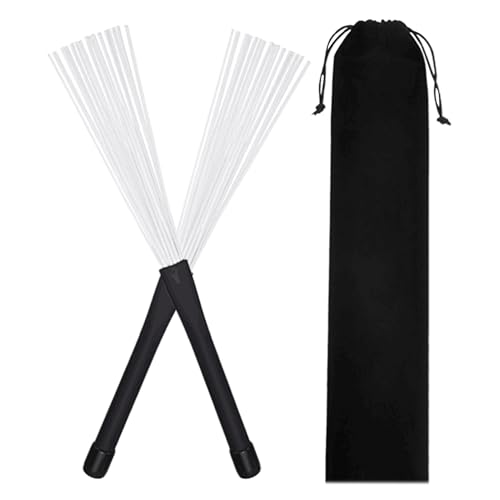 Trommelbürsten einziehbar, Trommelbürsten - 2x Gummihandle Retractable Drahttrommelbürsten | Tragbares Musikinstrumentenzubehör Gummi für Performance, Konzert