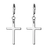 Flongo Kreuz Ohrringe aus Edelstahl Creolen Ohrringe mit Kreuz Anhänger Damen Ohrringe Herren Ohrstecker Kreuz Schmuck Geschenk zu Ostern Weihnachten Halloween