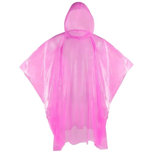 KAshack 5 Stück Einweg Regenponcho Magenta für Damen & Herren – 100% Wasserdichtes Regen Poncho mit Kaputze Leichtgewichtiger für Wandern Camping und Reisen Notfallponcho