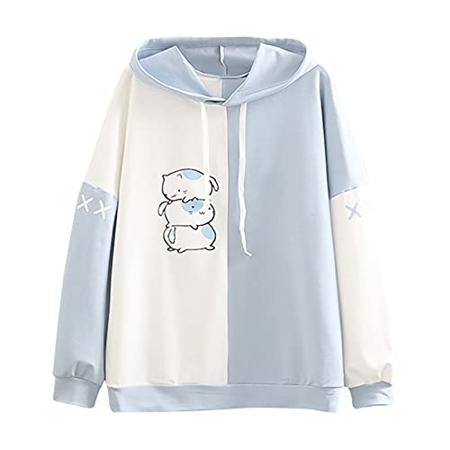 Kawaii Hoodie für Teenager Mädchen Kapuzenpullover Süßer Cartoon Hoodies Bequem Casual Pulli Pullover mit Kapuze Langarm Sweatshirt Kawaii Katze Pullover Outwear Casual Oberteile Tops