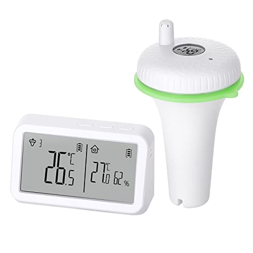 INKBIRD IBS-P02R Funk Poolthermometer, Schwimmend Poolthermometer mit Innentemperatur- und Luftfeuchtigkeitsmonitor, Großer Bildschirm, IPX7 Wasserdicht, für Pool, Whirlpool, Teich
