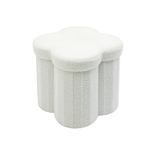Rebecca Mobili Pouf für Kinderzimmer, Aufbewahrung Pouf, Weiß, Polyesterstoff MDF, Wolkenform, mit Deckel, Faltbar - Maße HxBxT: 40 x 40 x 40 cm - Art. RE7063