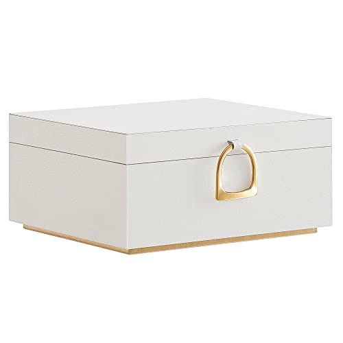 SONGMICS Schmuckkästchen 2 Ebenen, Schmuckkasten mit Griff, flexibles Schmucktablett, Schmuckbox, Schmuckaufbewahrung, schwebender Effekt, 20,5 x 24 x 11 cm, Geschenkidee, weiß JBC165W01