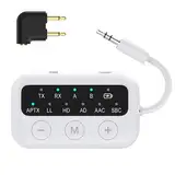Bluetooth 5.3 Sender Klinke Splitter Transmitter Receiver für 2 Kopfhörer, aptX-Adaptive Kabellos Audio Adapter Flugzeug, 25H Spielzeit, 3,5mm Aux Sender Empfänger für TV, PC, Stereoanlage, Autoradio