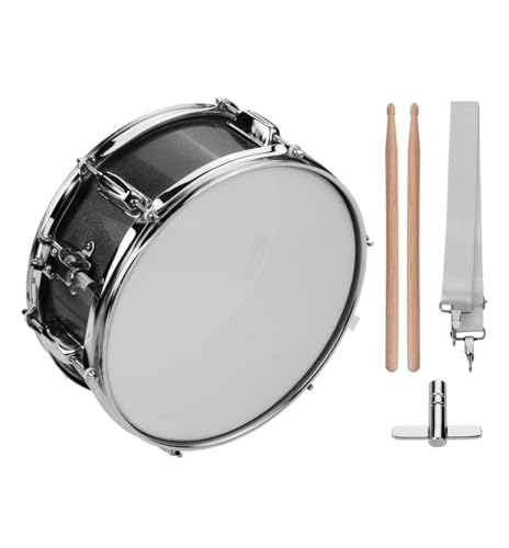 Sunydog 12 Zoll Snare Drum mit Drumsticks Schultergurt Drum Key Percussion Instrument für Studenten Anfänger Marching Snare Drum Tragbares Snare Drum Set(Schwarz)